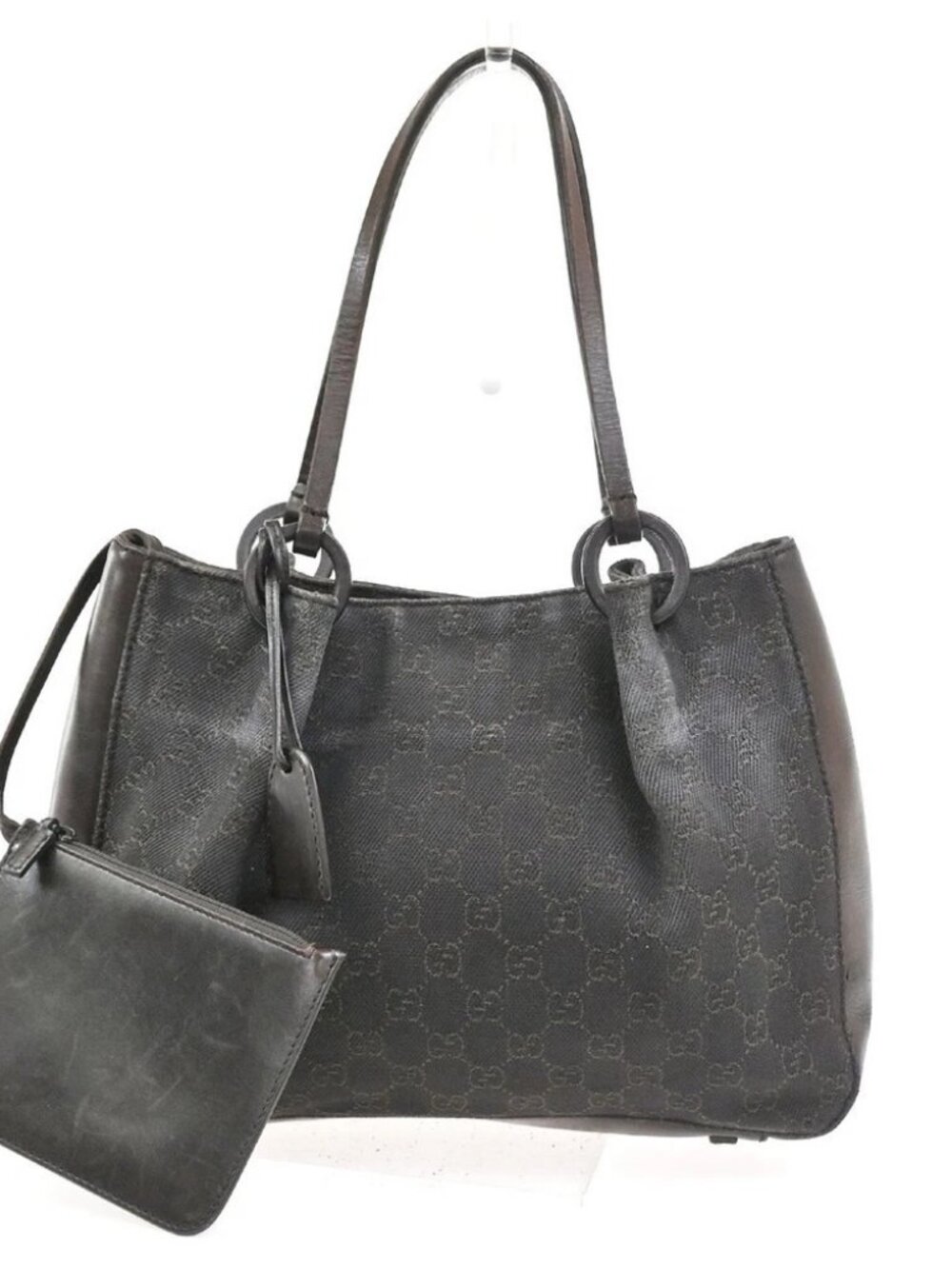 GUCCI Logo GG Pattern Shoulder Bag Canvas Leather Brown SHW Italy 04TA603